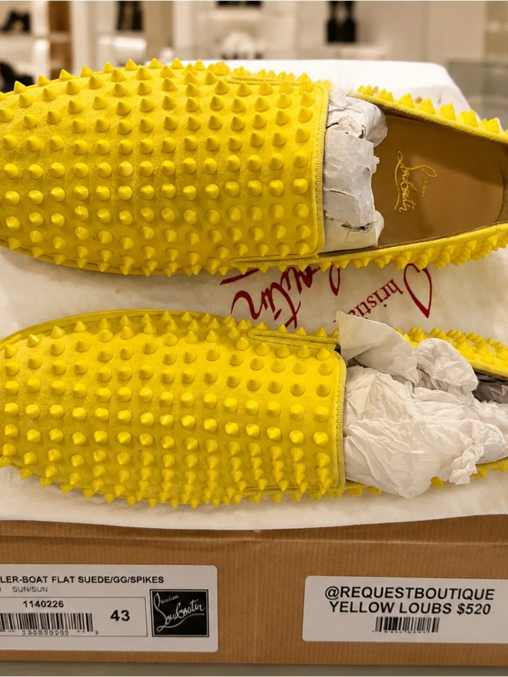 Yellow studded slip-on flats